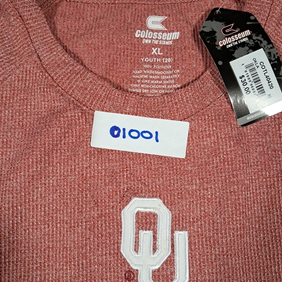Oklahoma Sooners Colosseum Atlethics Youth XL (20) Long Sleeve Red Raglan Shirt - Picture 10 of 10
